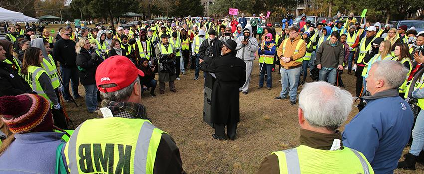 Man speaking at MLK Services